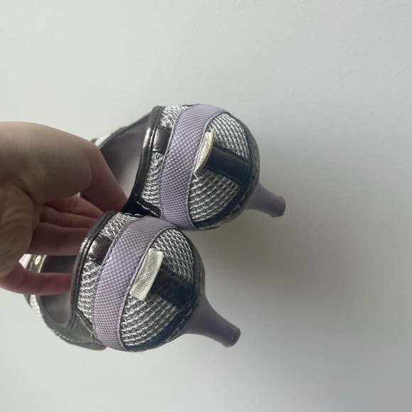 LastChance!Close nextWK! diesel cyberpunk lilac metallic gold mesh sporty heels - Picture 3 of 5